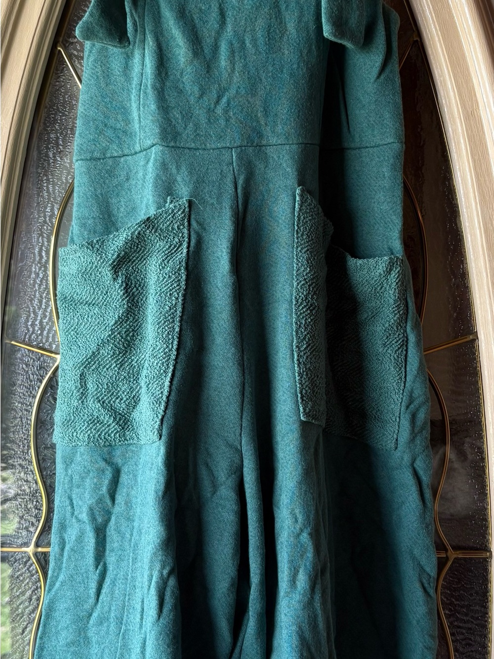 Women’s  Green Wide-Leg Jumpsuit with Front Patch Pockets